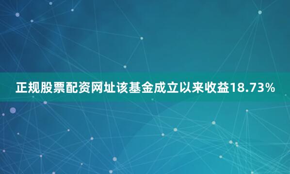 正规股票配资网址该基金成立以来收益18.73%